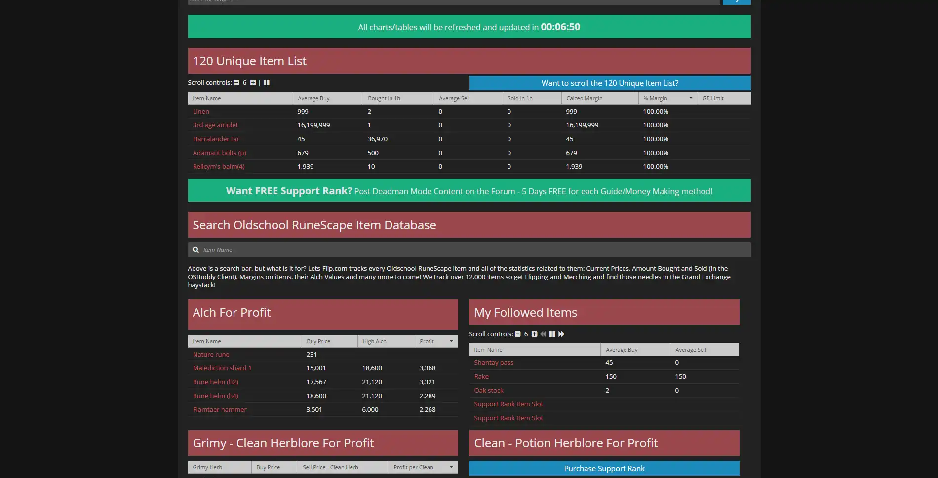 Lets Flip - A OldSchool RuneScape Grand Exchange tracking website.
