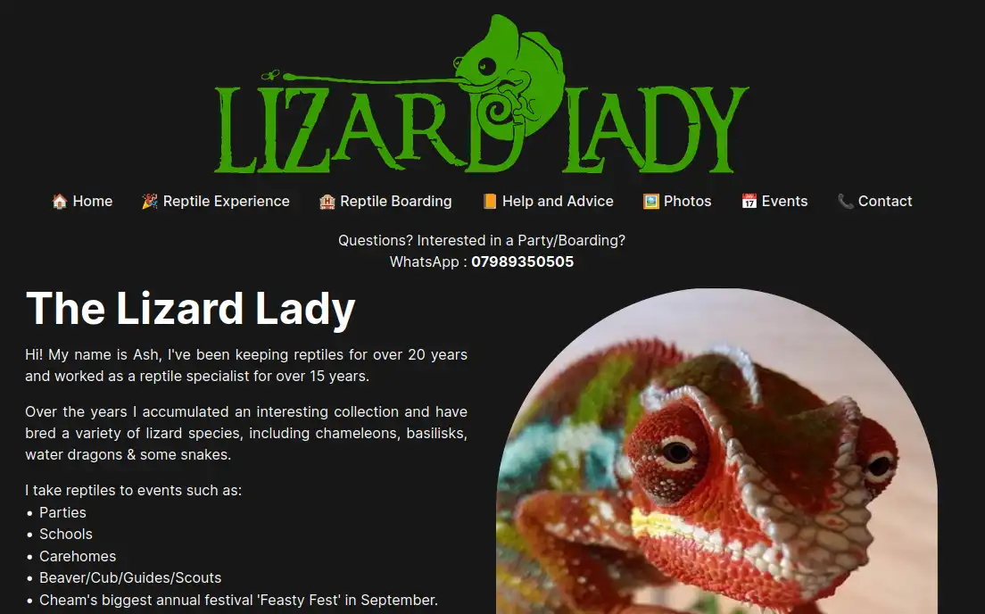 Lizard Lady - A tailwind blog using NextJS to market the Lizard Lady and he help blog for reptiles!